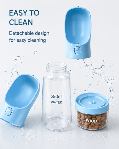 BPA-Free Portable Pet Water Bottle & Feeder (550ml)